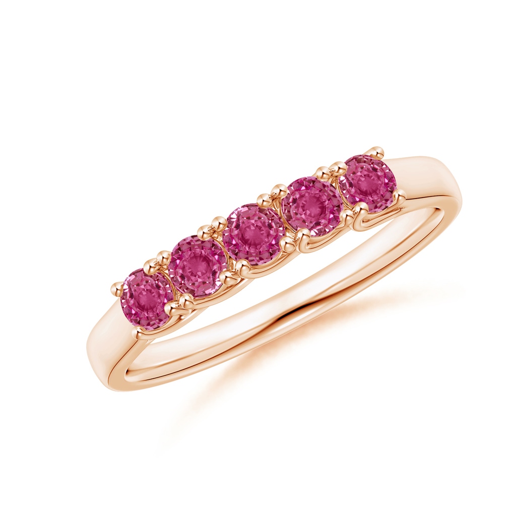 2.8mm AAAA Half Eternity Five Stone Pink Sapphire Wedding Ring in Rose Gold