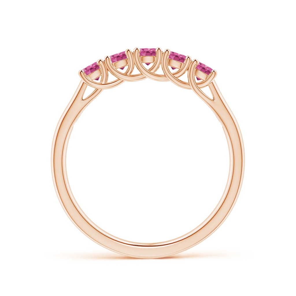 2.8mm AAAA Half Eternity Five Stone Pink Sapphire Wedding Ring in Rose Gold - side 199