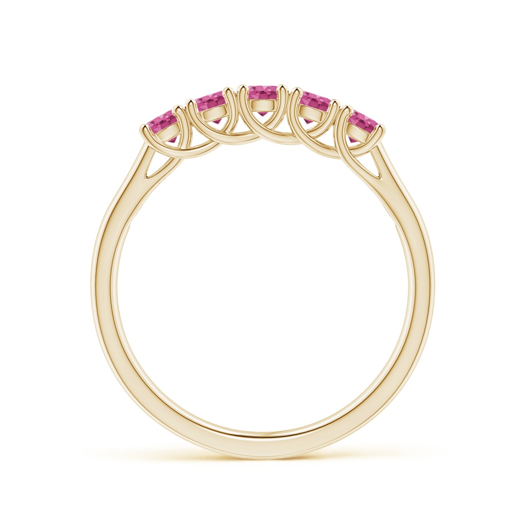2.8mm AAAA Half Eternity Five Stone Pink Sapphire Wedding Ring in Yellow Gold - side 199