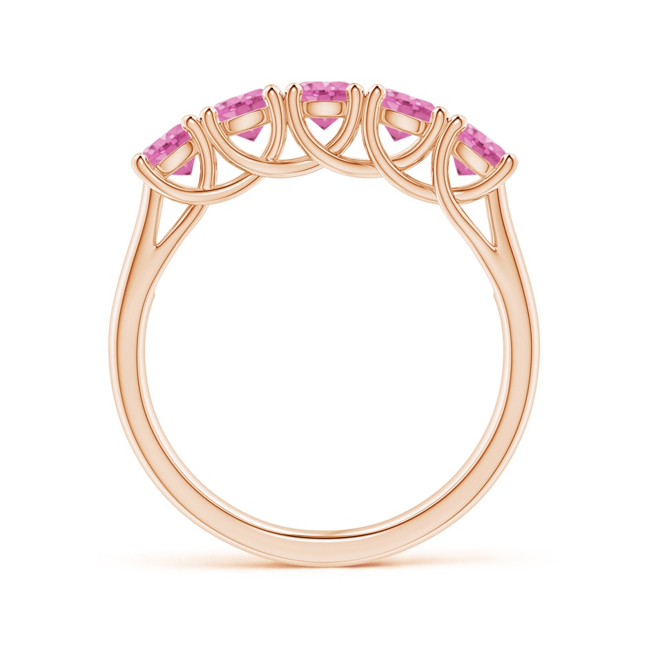 3.8mm AA Half Eternity Five Stone Pink Sapphire Wedding Ring in Rose Gold side 199