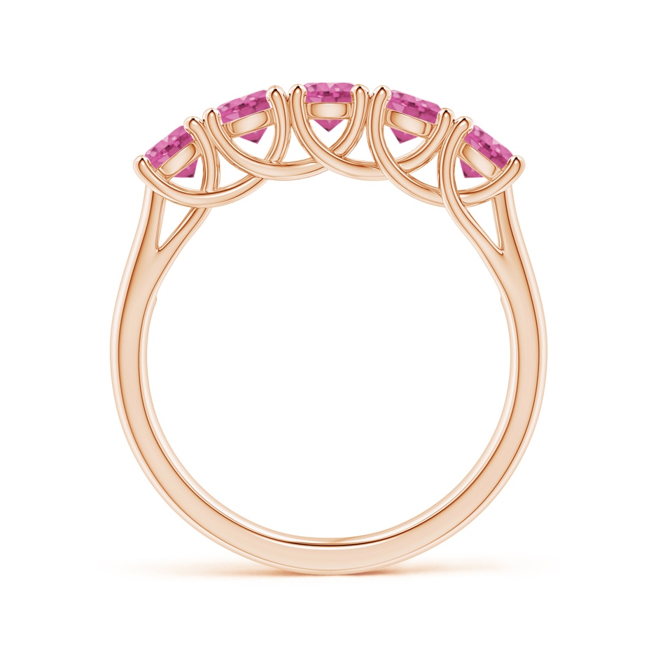 3.8mm AAA Half Eternity Five Stone Pink Sapphire Wedding Ring in Rose Gold side 199