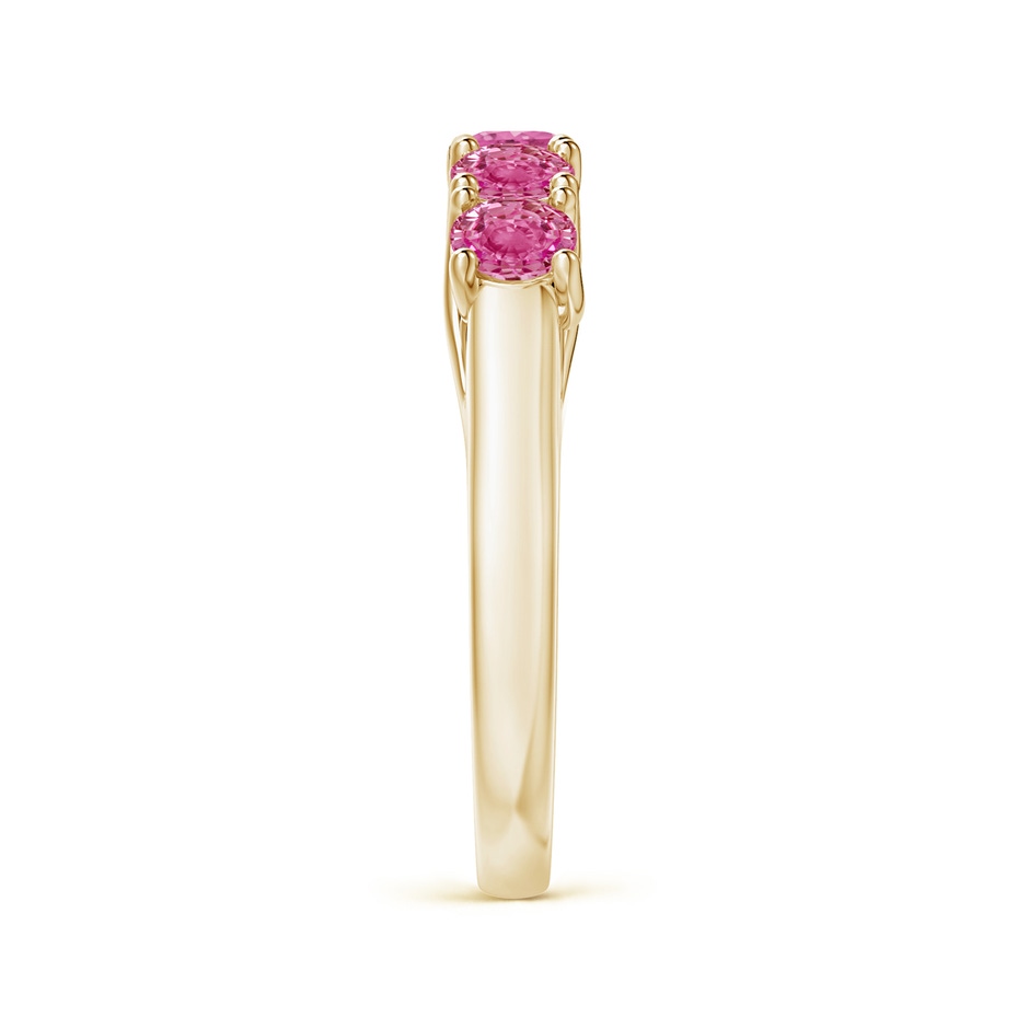 3.8mm AAA Half Eternity Five Stone Pink Sapphire Wedding Ring in Yellow Gold side 299