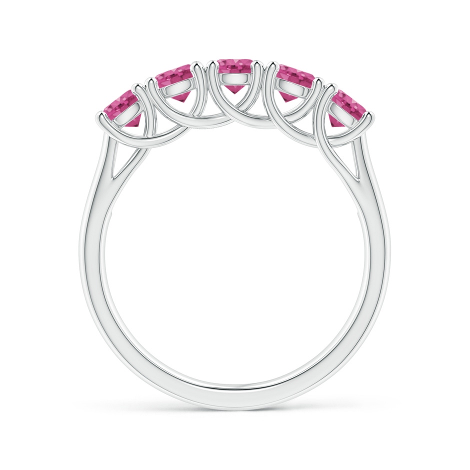 3.8mm AAAA Half Eternity Five Stone Pink Sapphire Wedding Ring in White Gold side 199