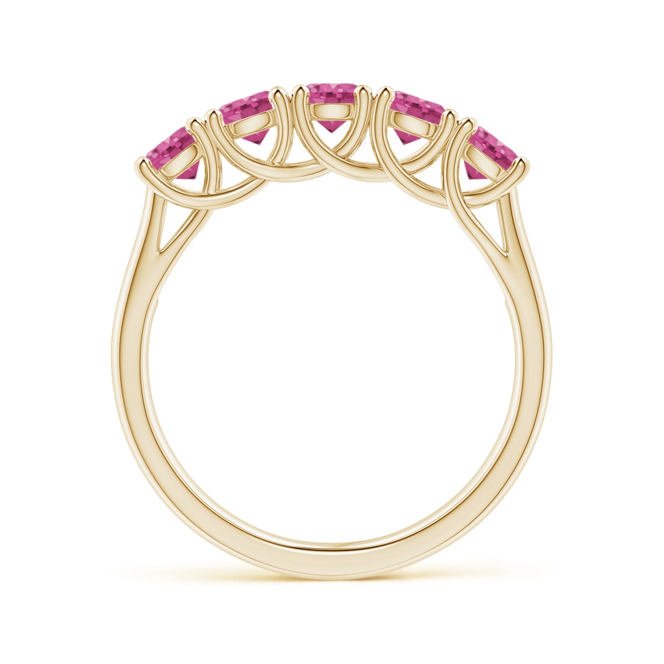 3.8mm AAAA Half Eternity Five Stone Pink Sapphire Wedding Ring in Yellow Gold side 199