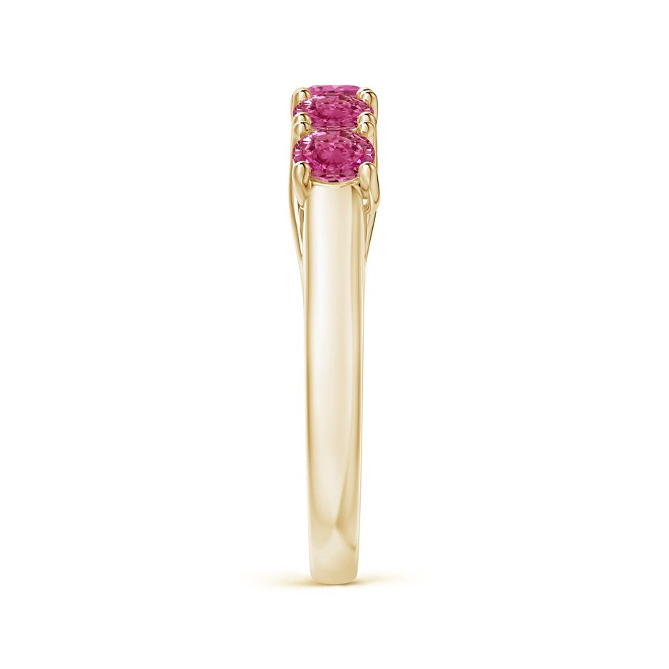 3.8mm AAAA Half Eternity Five Stone Pink Sapphire Wedding Ring in Yellow Gold side 299