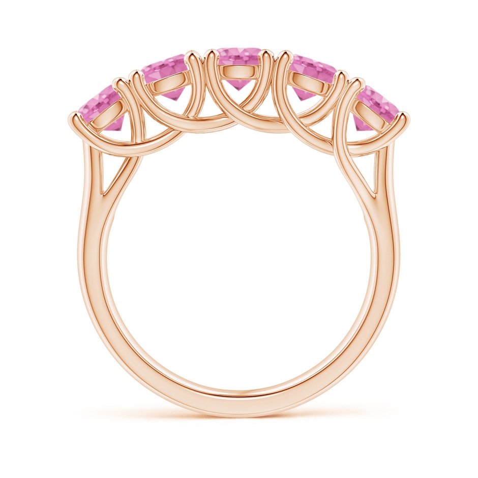 4.5mm A Half Eternity Five Stone Pink Sapphire Wedding Ring in 18K Rose Gold side 199