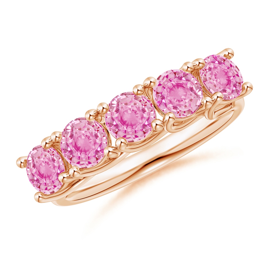 4.5mm A Half Eternity Five Stone Pink Sapphire Wedding Ring in Rose Gold 