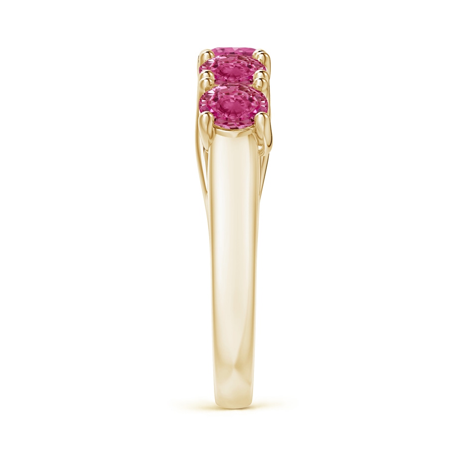 4.5mm AAAA Half Eternity Five Stone Pink Sapphire Wedding Ring in 18K Yellow Gold side 299