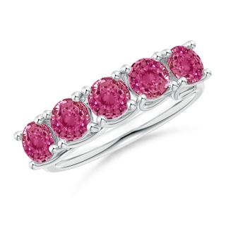 4.5mm AAAA Half Eternity Five Stone Pink Sapphire Wedding Ring in P950 Platinum