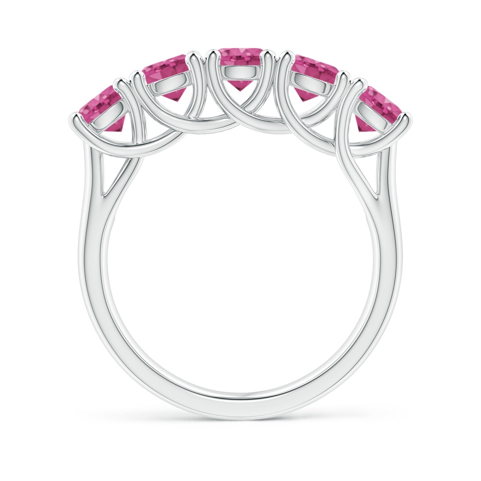 4.5mm AAAA Half Eternity Five Stone Pink Sapphire Wedding Ring in S999 Silver side 199