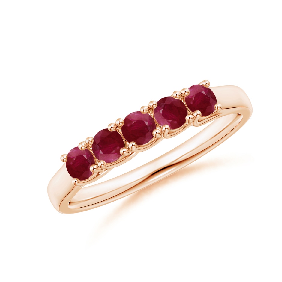 2.8mm A Half Eternity Five Stone Ruby Wedding Band in Rose Gold 