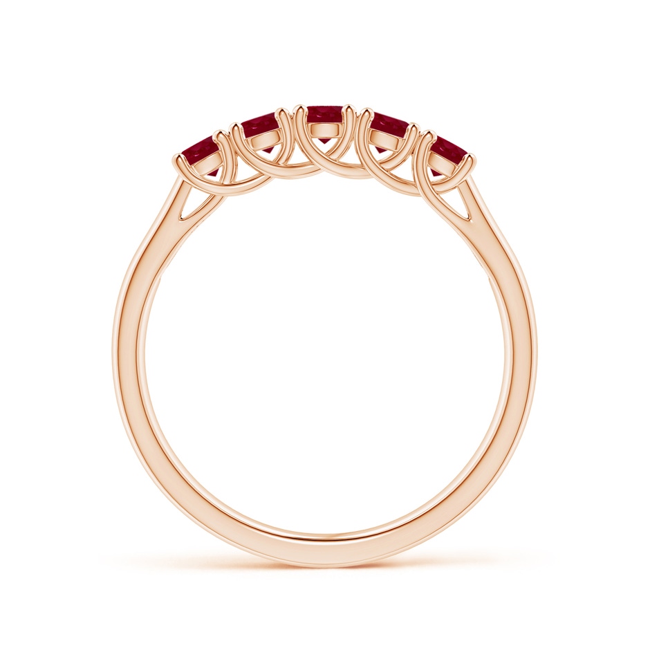 2.8mm AA Half Eternity Five Stone Ruby Wedding Band in Rose Gold side 199