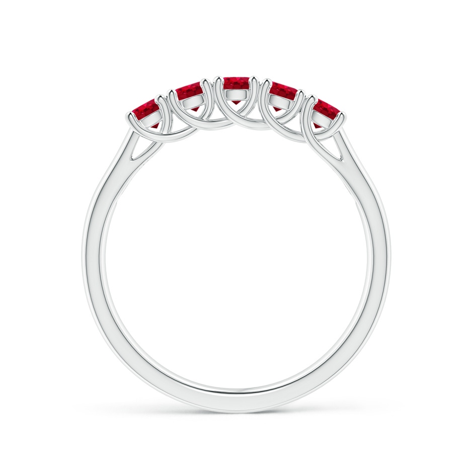 2.8mm AAA Half Eternity Five Stone Ruby Wedding Band in White Gold side 199