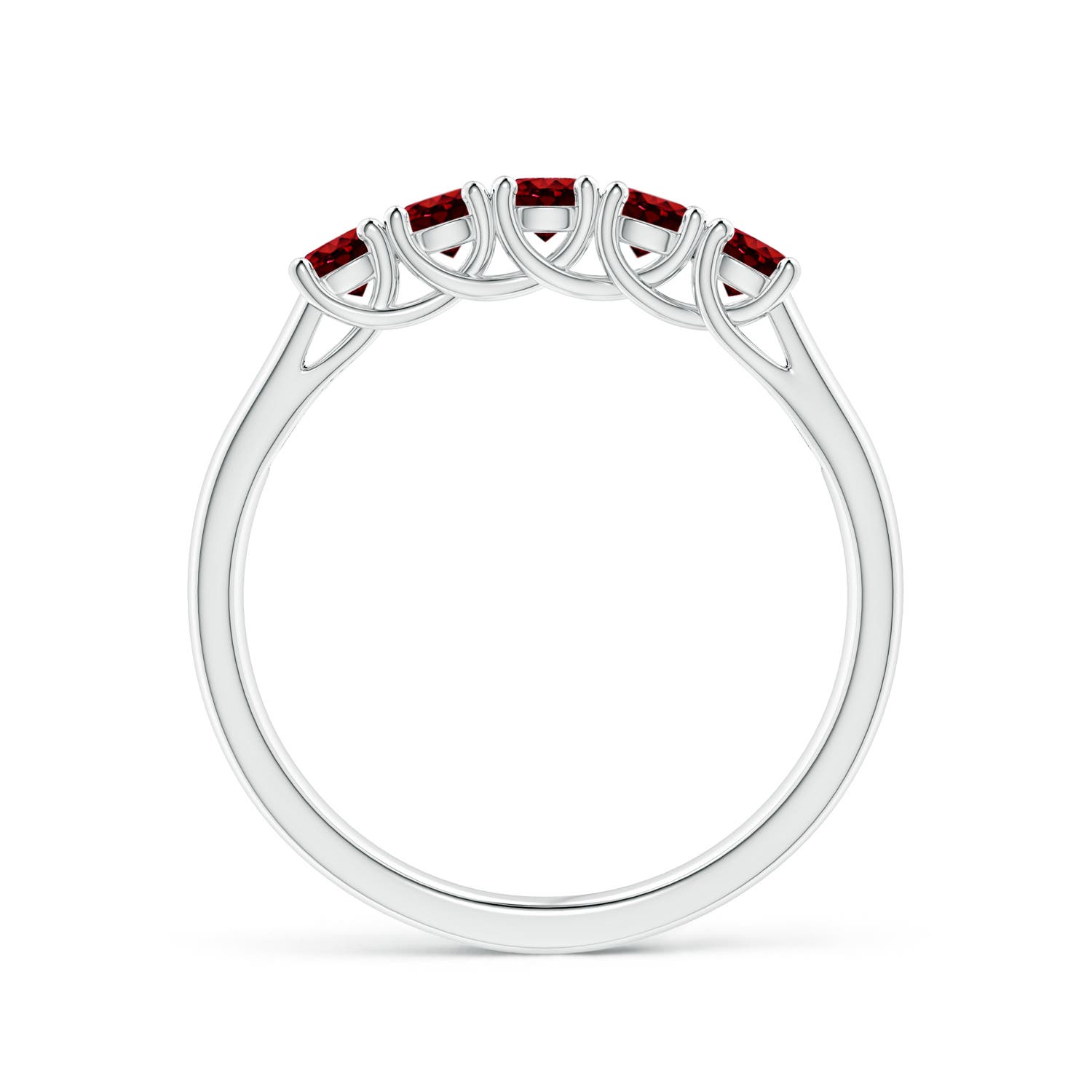 2.8mm AAAA Half Eternity Five Stone Ruby Wedding Band in White Gold