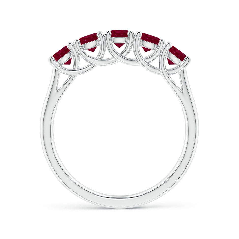 3.8mm A Half Eternity Five Stone Ruby Wedding Band in White Gold side 199