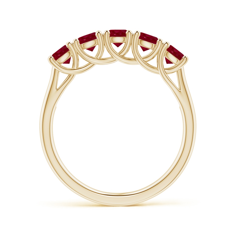 3.8mm AA Half Eternity Five Stone Ruby Wedding Band in Yellow Gold side 199