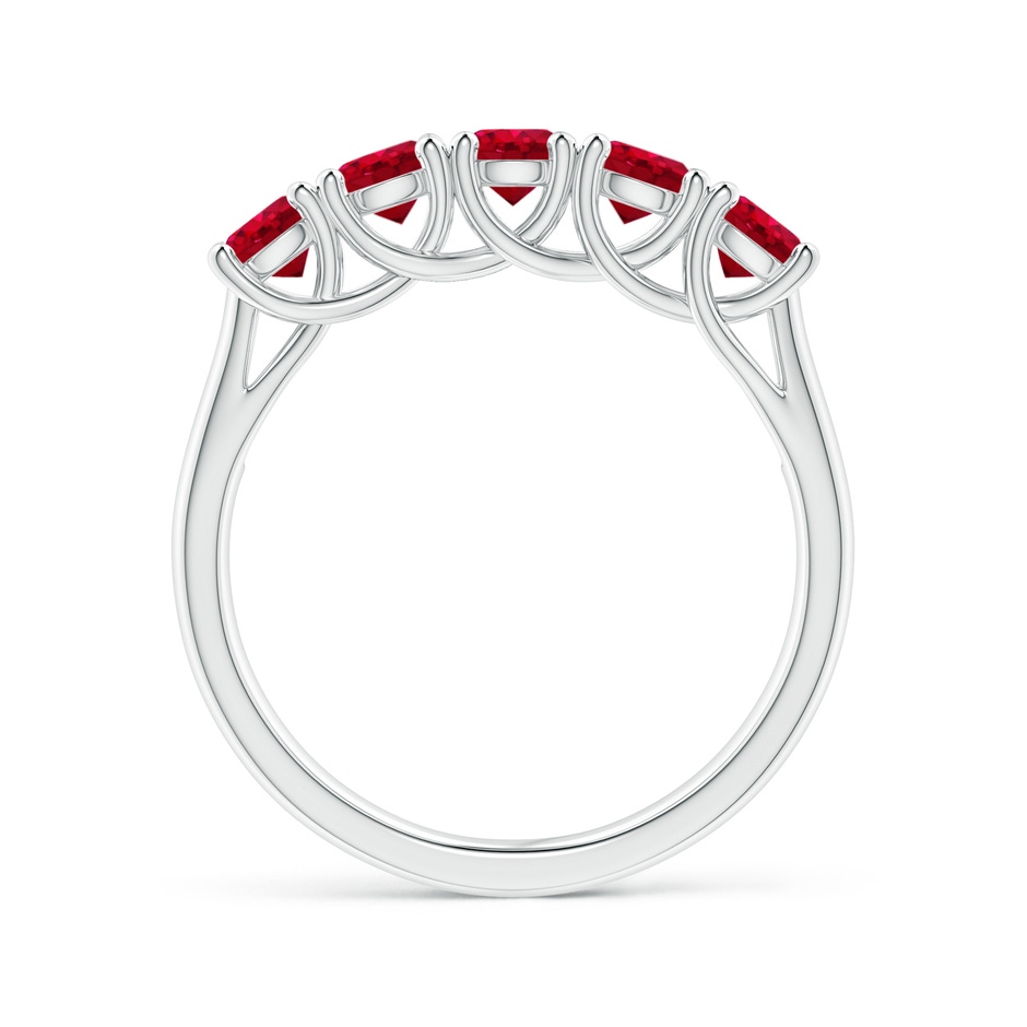 3.8mm AAA Half Eternity Five Stone Ruby Wedding Band in White Gold side 199