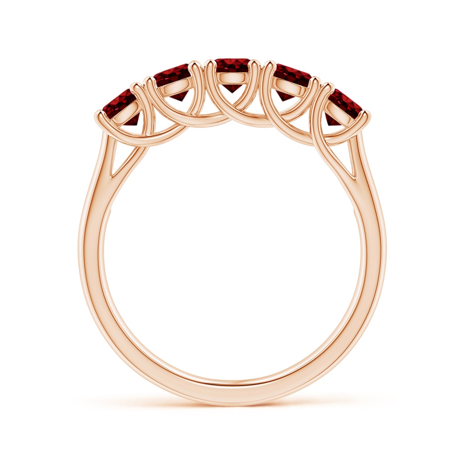 3.8mm AAAA Half Eternity Five Stone Ruby Wedding Band in Rose Gold side 199