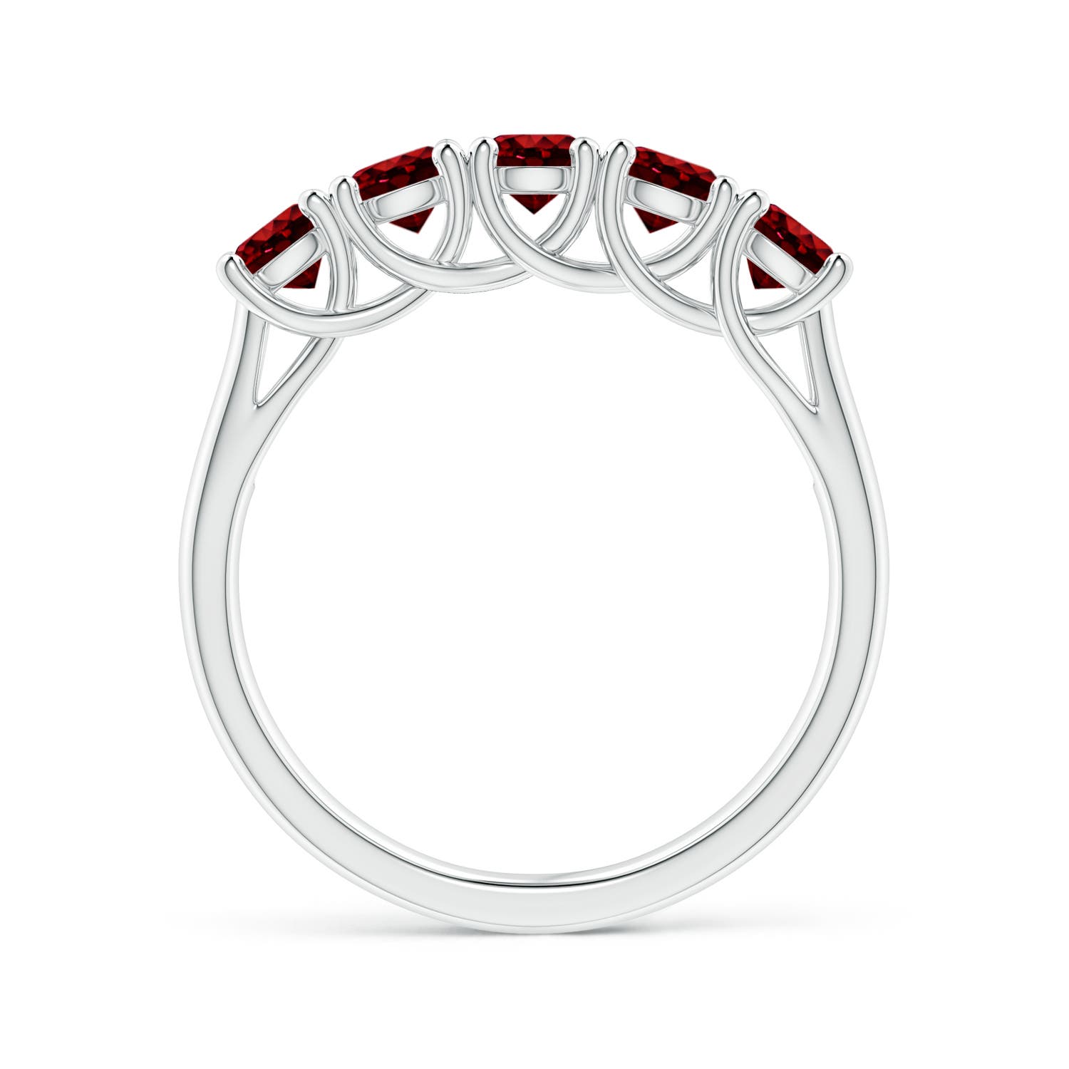 3.8mm AAAA Half Eternity Five Stone Ruby Wedding Band in White Gold