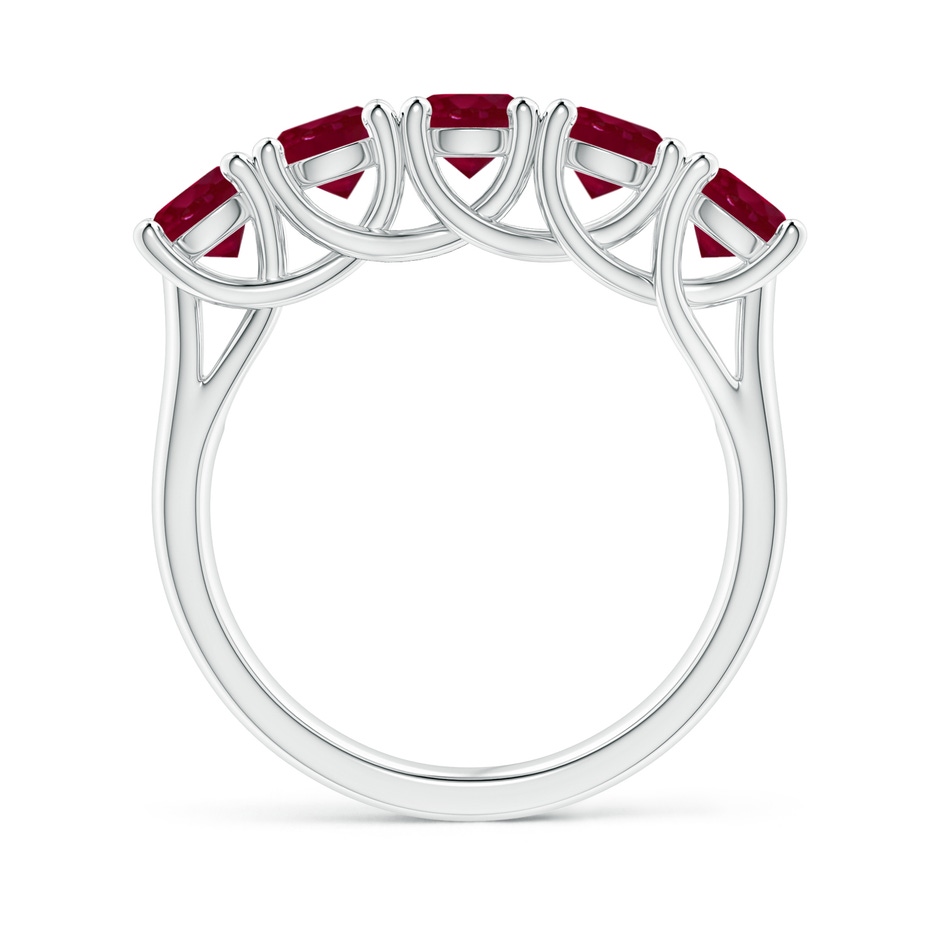 4.5mm A Half Eternity Five Stone Ruby Wedding Band in White Gold side 199