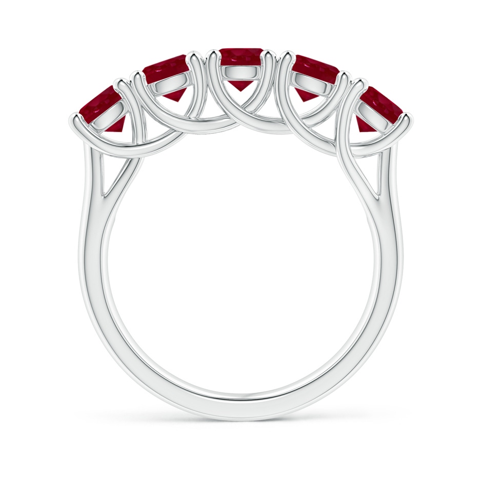 4.5mm AA Half Eternity Five Stone Ruby Wedding Band in White Gold side 199