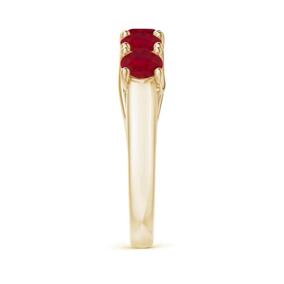 4.5mm AA Half Eternity Five Stone Ruby Wedding Band in Yellow Gold side 299