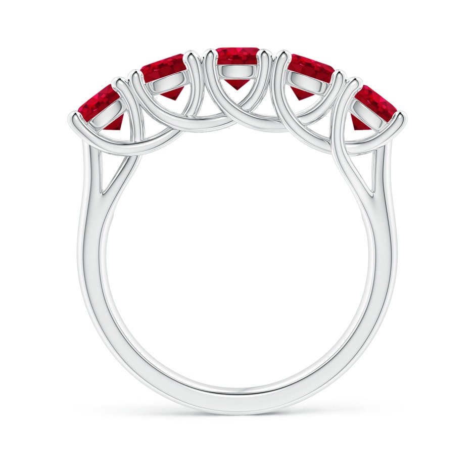 4.5mm AAA Half Eternity Five Stone Ruby Wedding Band in White Gold side 199