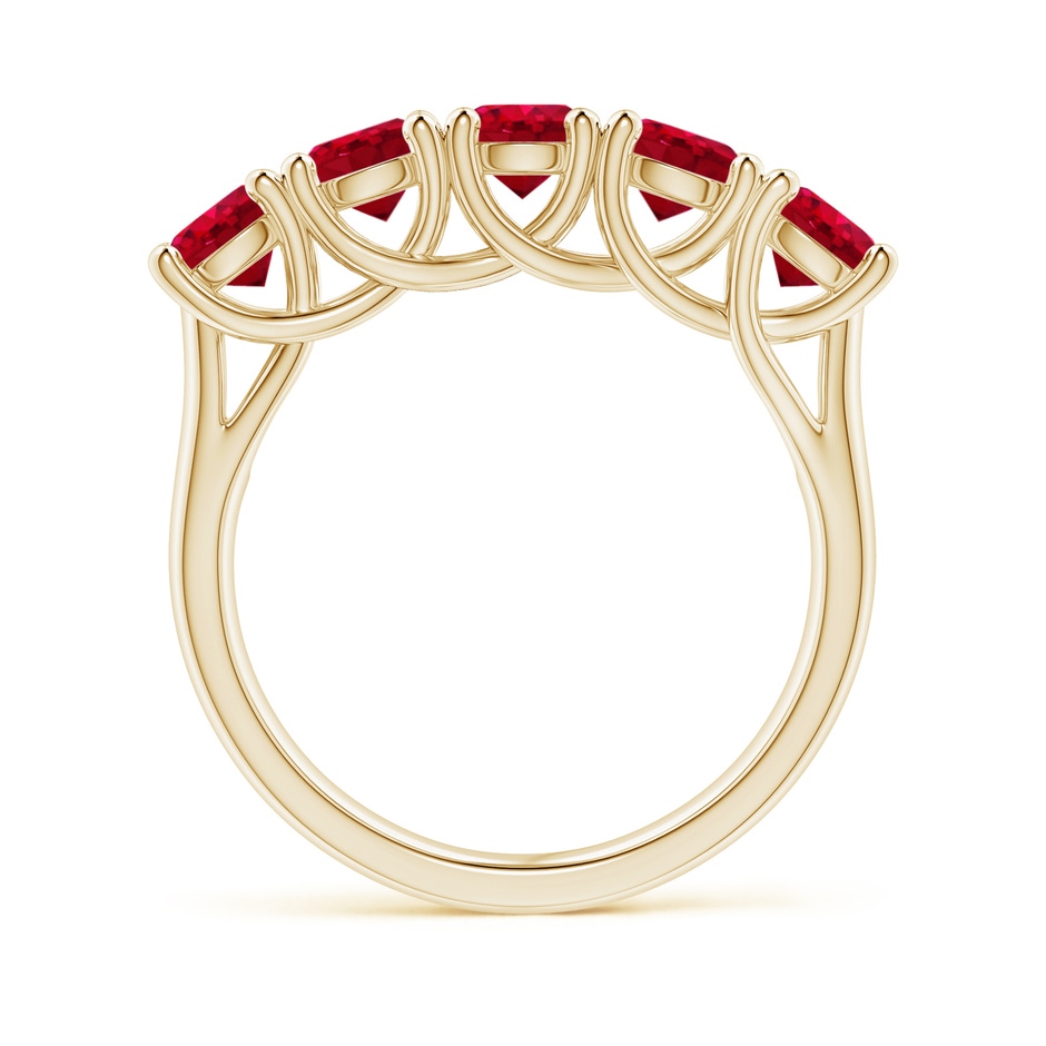 4.5mm AAA Half Eternity Five Stone Ruby Wedding Band in Yellow Gold side 199