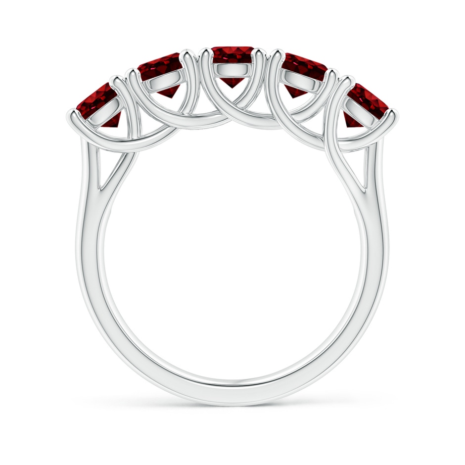4.5mm AAAA Half Eternity Five Stone Ruby Wedding Band in P950 Platinum side 199