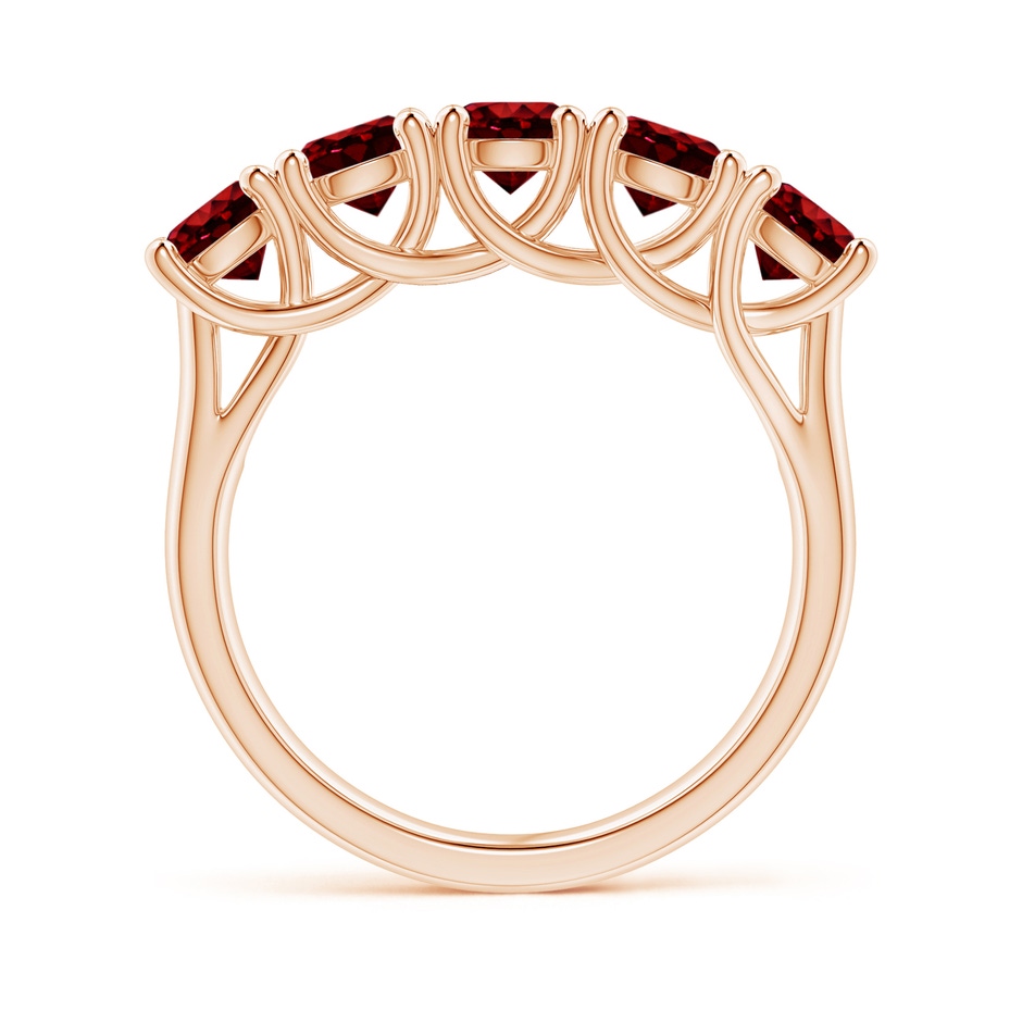 4.5mm AAAA Half Eternity Five Stone Ruby Wedding Band in Rose Gold side 199