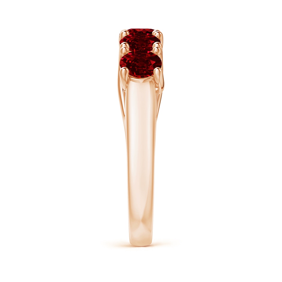 4.5mm AAAA Half Eternity Five Stone Ruby Wedding Band in Rose Gold side 299