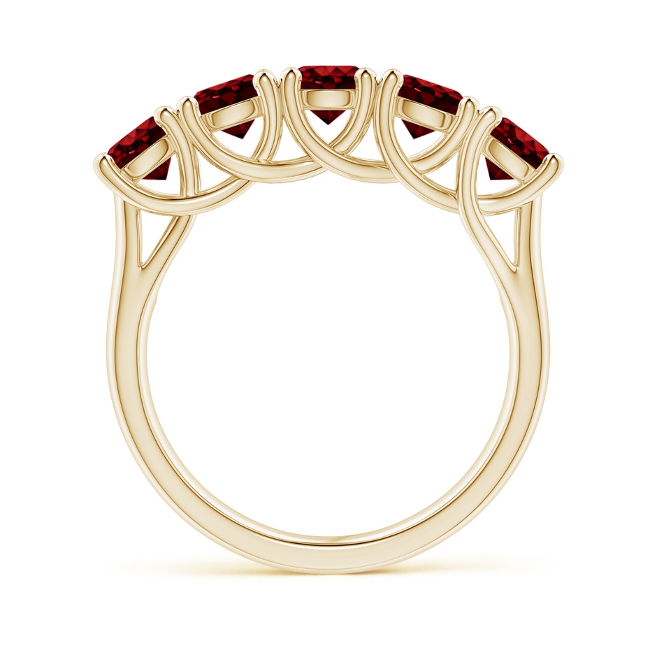 4.5mm AAAA Half Eternity Five Stone Ruby Wedding Band in Yellow Gold side 199