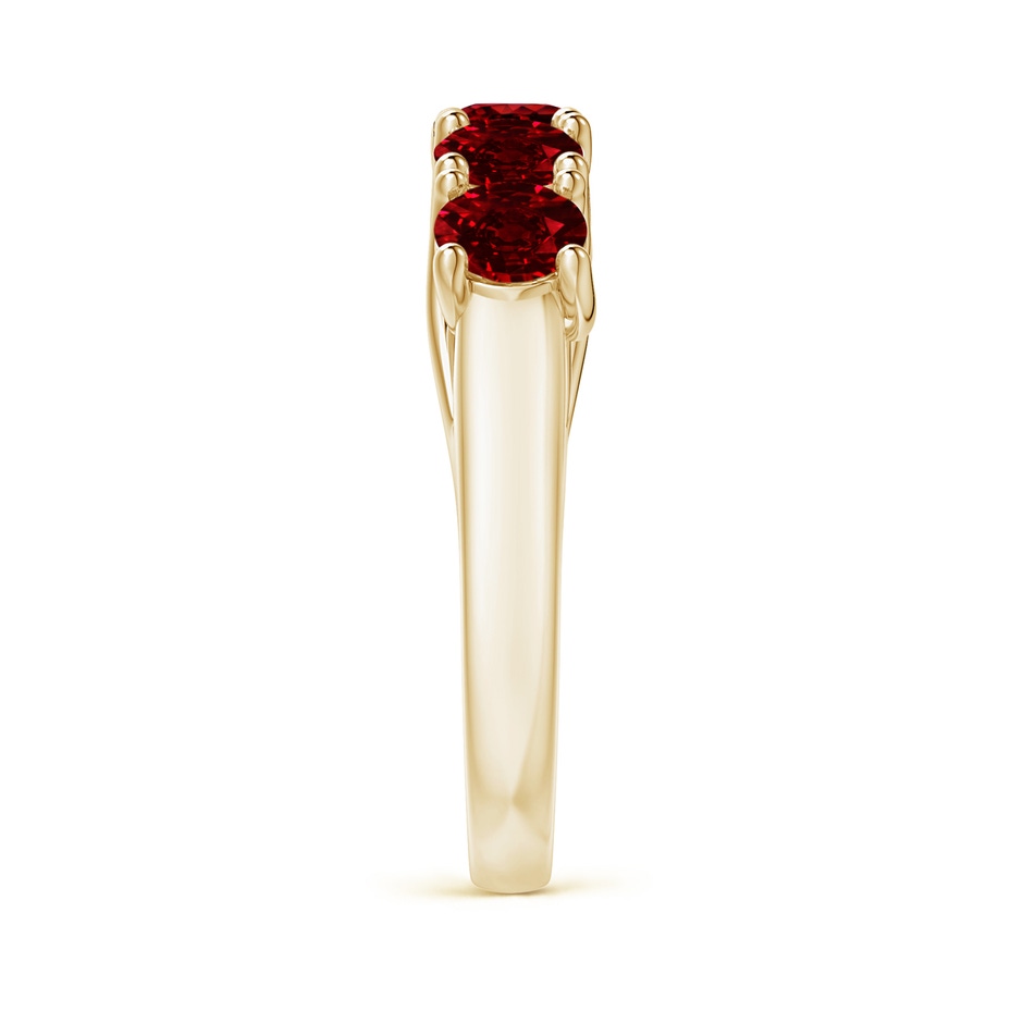 4.5mm AAAA Half Eternity Five Stone Ruby Wedding Band in Yellow Gold side 299