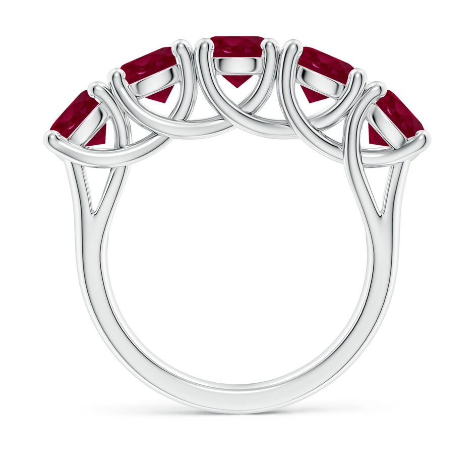 5.5mm A Half Eternity Five Stone Ruby Wedding Band in P950 Platinum side 199