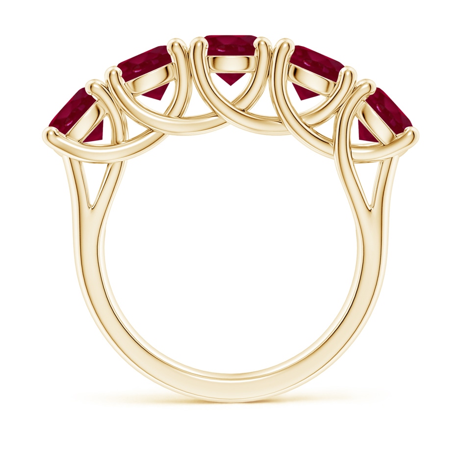 5.5mm A Half Eternity Five Stone Ruby Wedding Band in Yellow Gold side 199