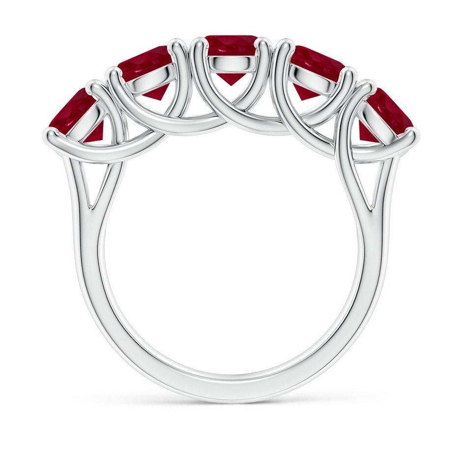 5.5mm AA Half Eternity Five Stone Ruby Wedding Band in White Gold side 199