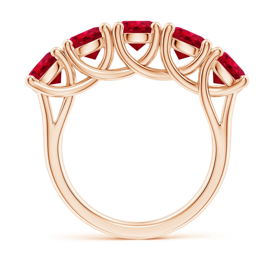 5.5mm AAA Half Eternity Five Stone Ruby Wedding Band in Rose Gold side 199