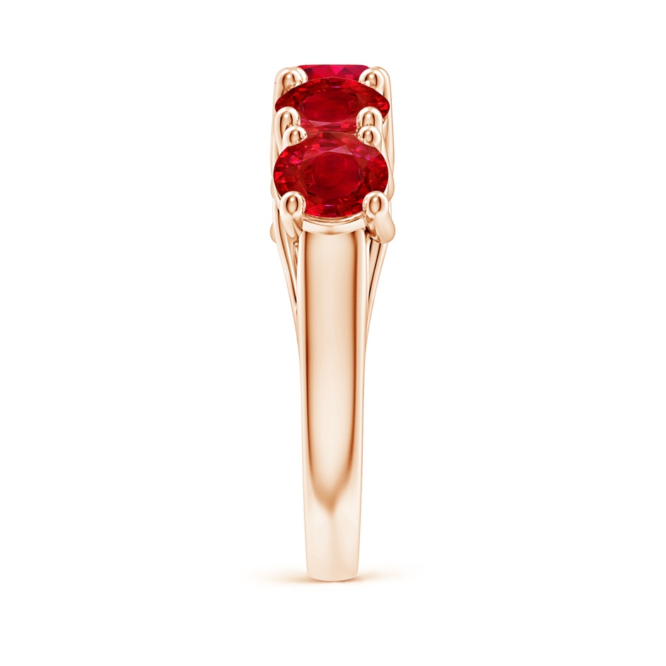 5.5mm AAA Half Eternity Five Stone Ruby Wedding Band in Rose Gold side 299