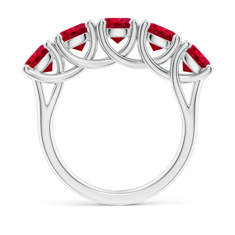 5.5mm AAA Half Eternity Five Stone Ruby Wedding Band in White Gold side 199