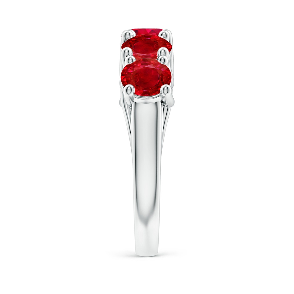 5.5mm AAA Half Eternity Five Stone Ruby Wedding Band in White Gold side 299