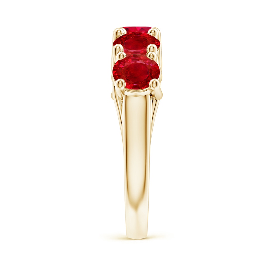 5.5mm AAA Half Eternity Five Stone Ruby Wedding Band in Yellow Gold side 299