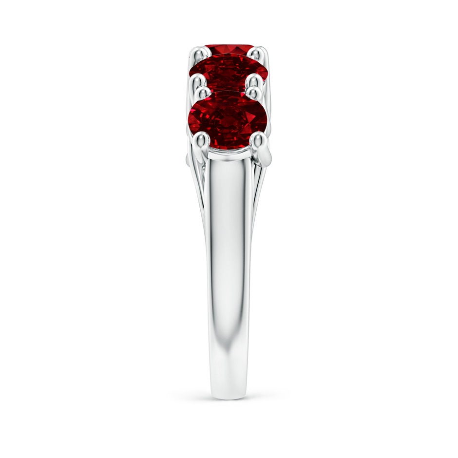 5.5mm AAAA Half Eternity Five Stone Ruby Wedding Band in P950 Platinum side 299
