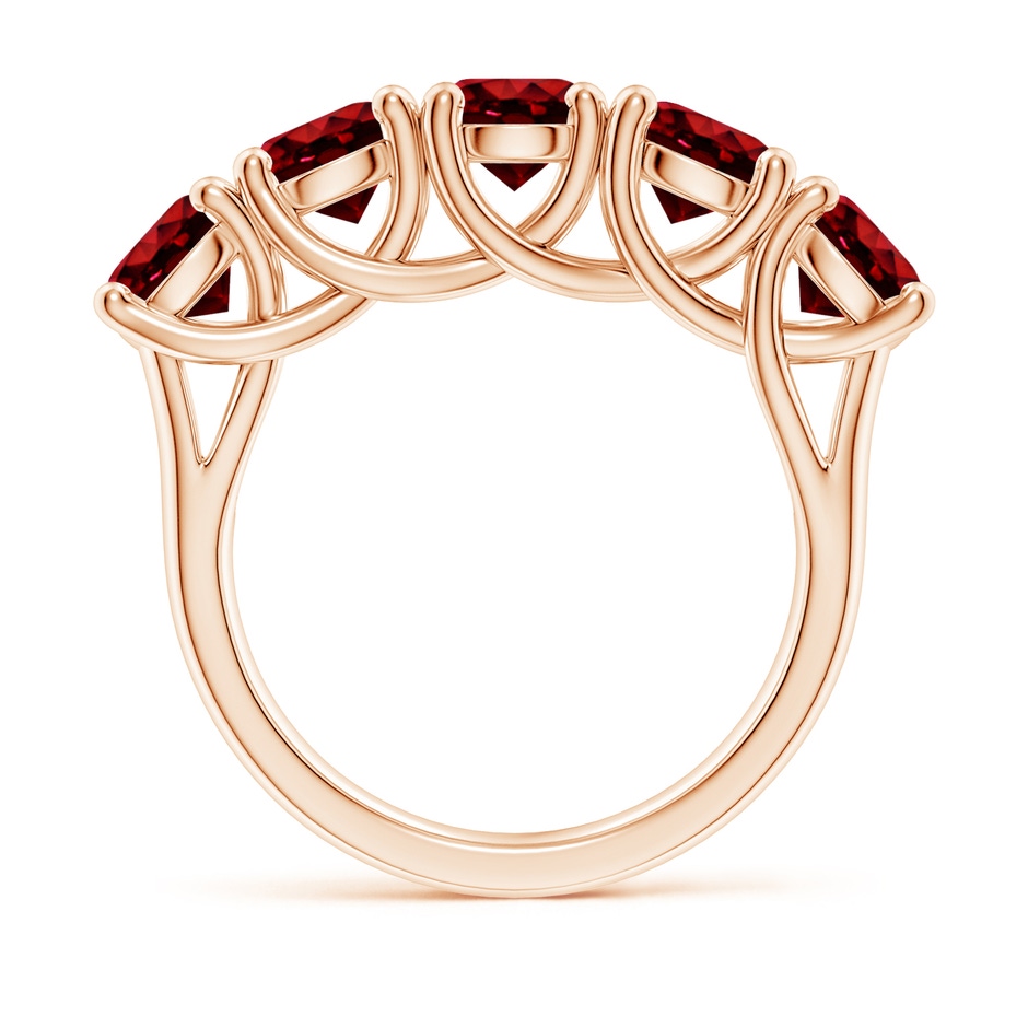 5.5mm AAAA Half Eternity Five Stone Ruby Wedding Band in Rose Gold side 199