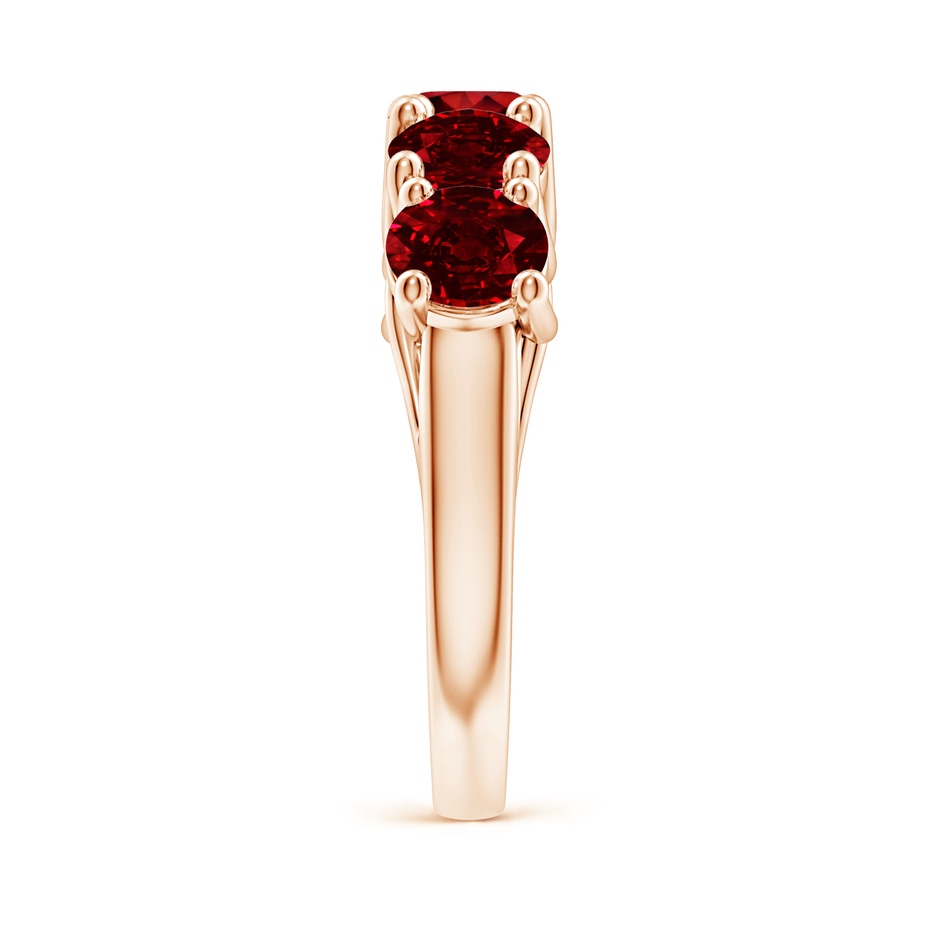 5.5mm AAAA Half Eternity Five Stone Ruby Wedding Band in Rose Gold side 299
