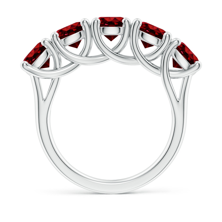 5.5mm AAAA Half Eternity Five Stone Ruby Wedding Band in White Gold side 199