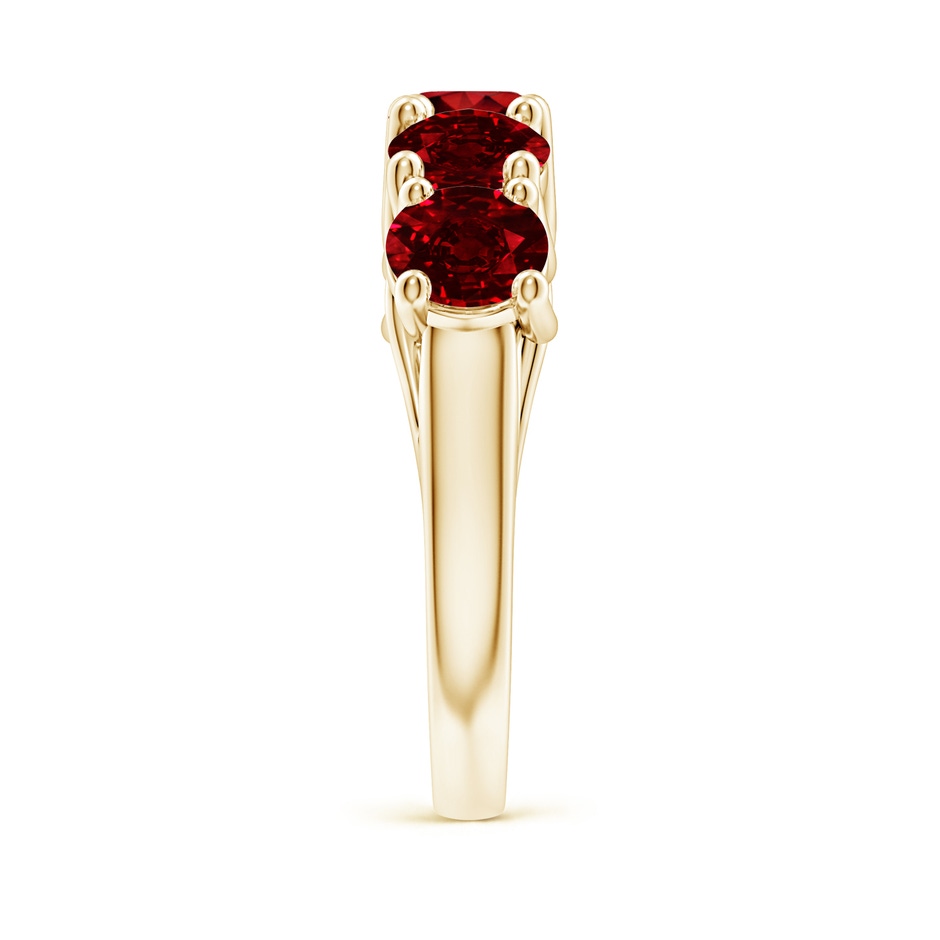 5.5mm AAAA Half Eternity Five Stone Ruby Wedding Band in Yellow Gold side 299