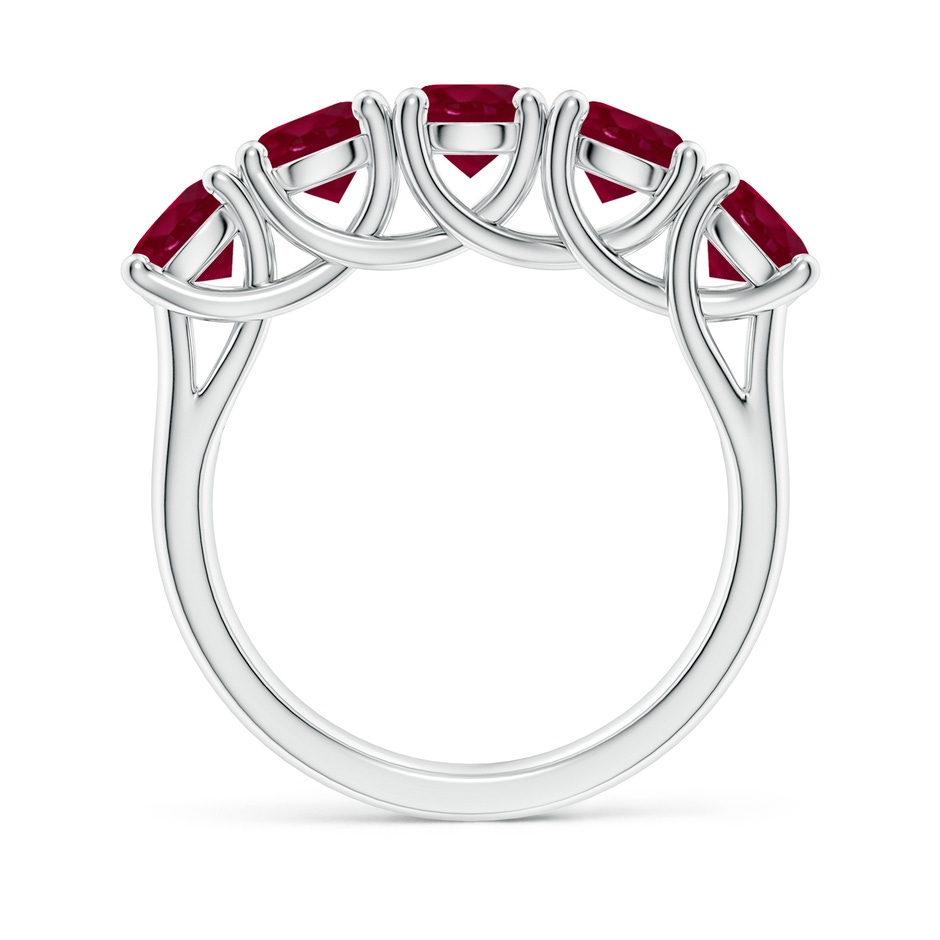 5mm A Half Eternity Five Stone Ruby Wedding Band in P950 Platinum side 199