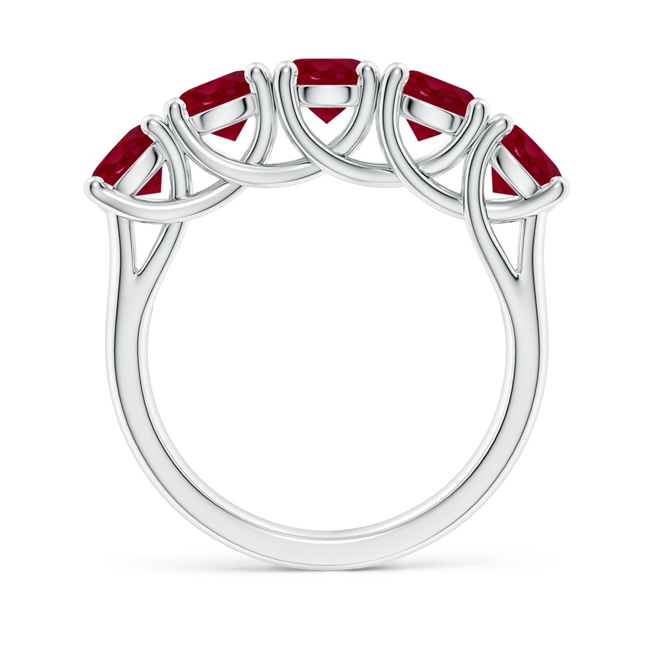 5mm AA Half Eternity Five Stone Ruby Wedding Band in White Gold side 199