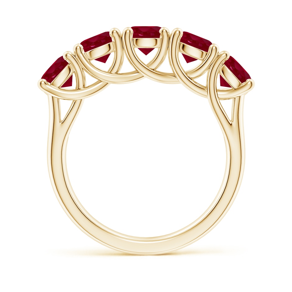 5mm AA Half Eternity Five Stone Ruby Wedding Band in Yellow Gold side 199