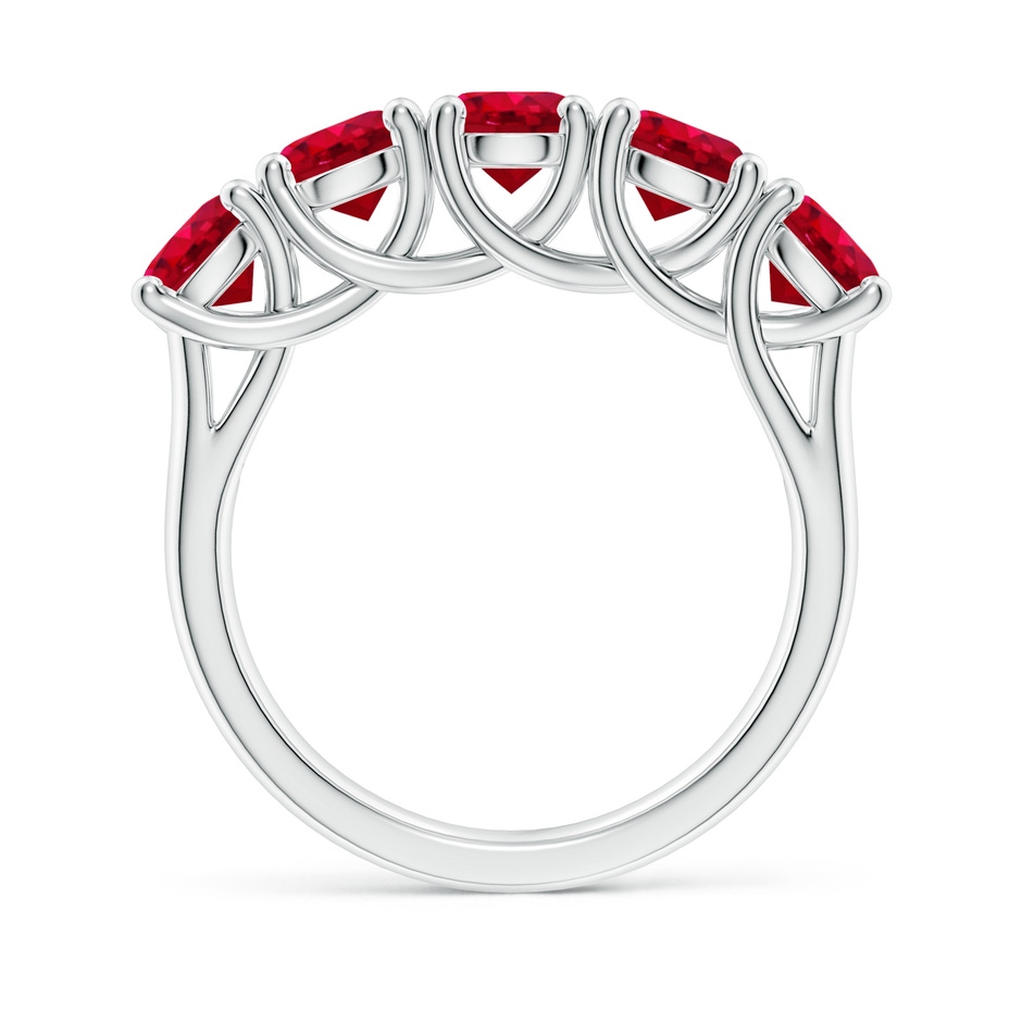 5mm AAA Half Eternity Five Stone Ruby Wedding Band in P950 Platinum side 199